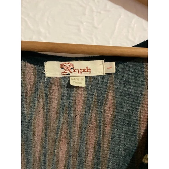 HUNTER Green & Gold Pattern V Neck Dress - Large - Picture 7 of 7